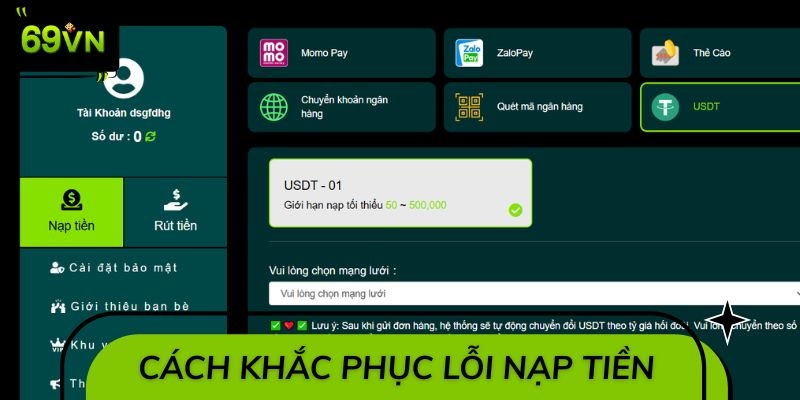Cách khắc phục lỗi xảy ra khi tiến hành nạp tiền