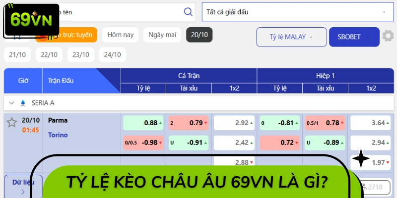 Kèo châu Âu 69VN là loại kèo phản ánh nhận định của nhà cái